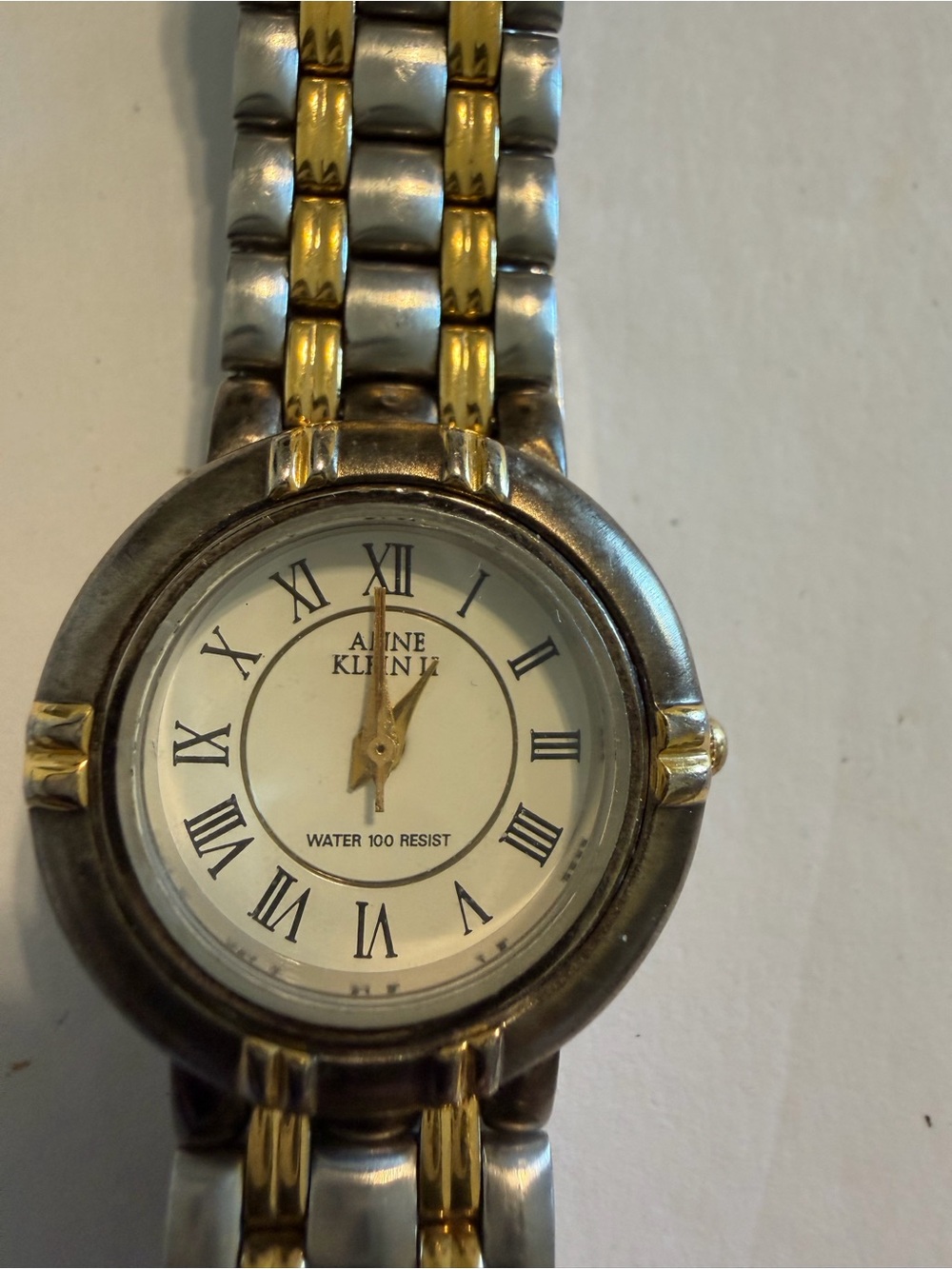 Anne Klein Women's Quartz Two-Tone Stainless Watch White Roman needs battery
